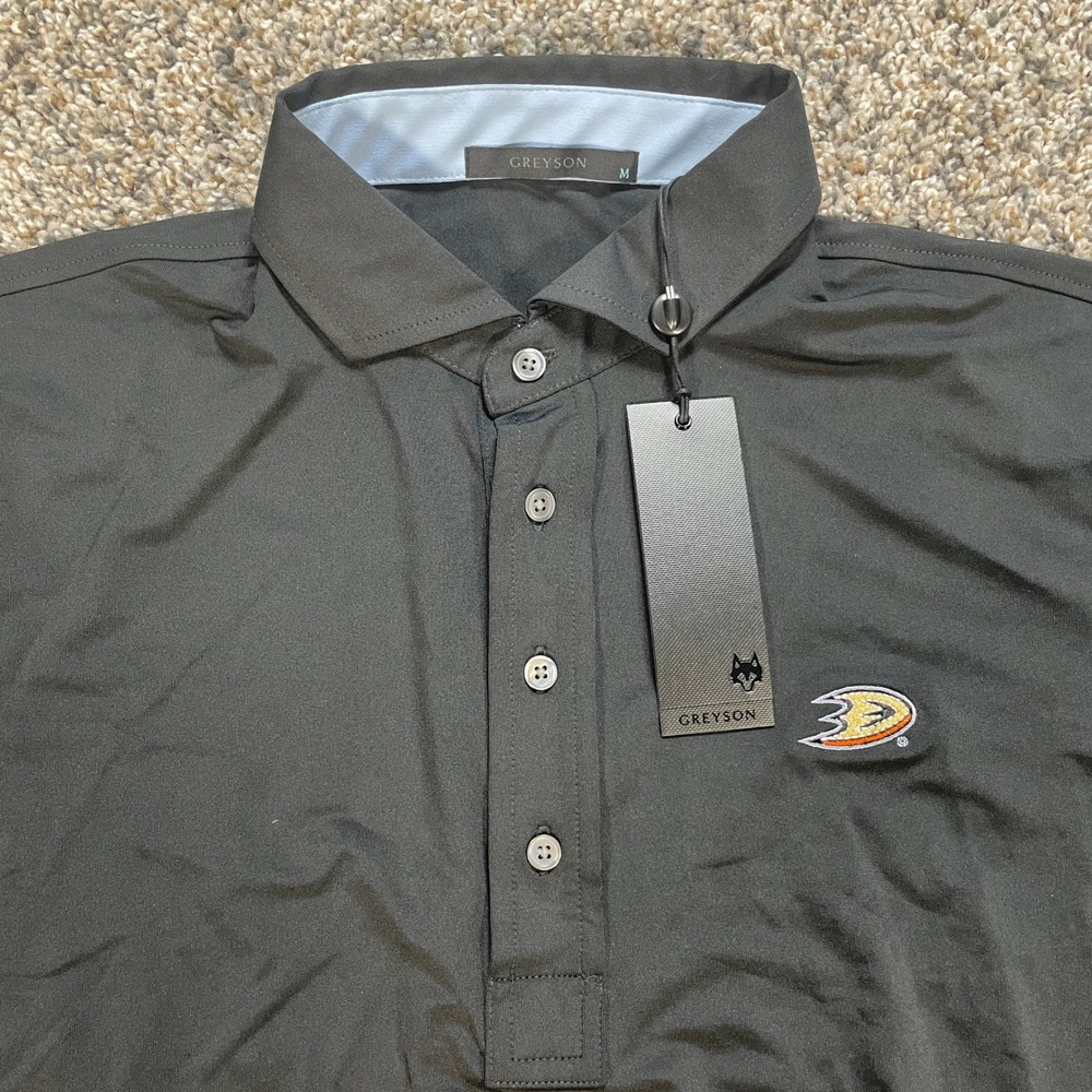 Greyson Tala Polo Men's M Polo Shirt Black Anaheim Ducks NHL NWT